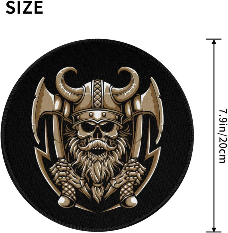Cool Skull Viking Holding Axe egérpad Viking Gaming egérpad kis csúszásmentes kerek egérpad vezeték nélküli egér laptop asztalhoz