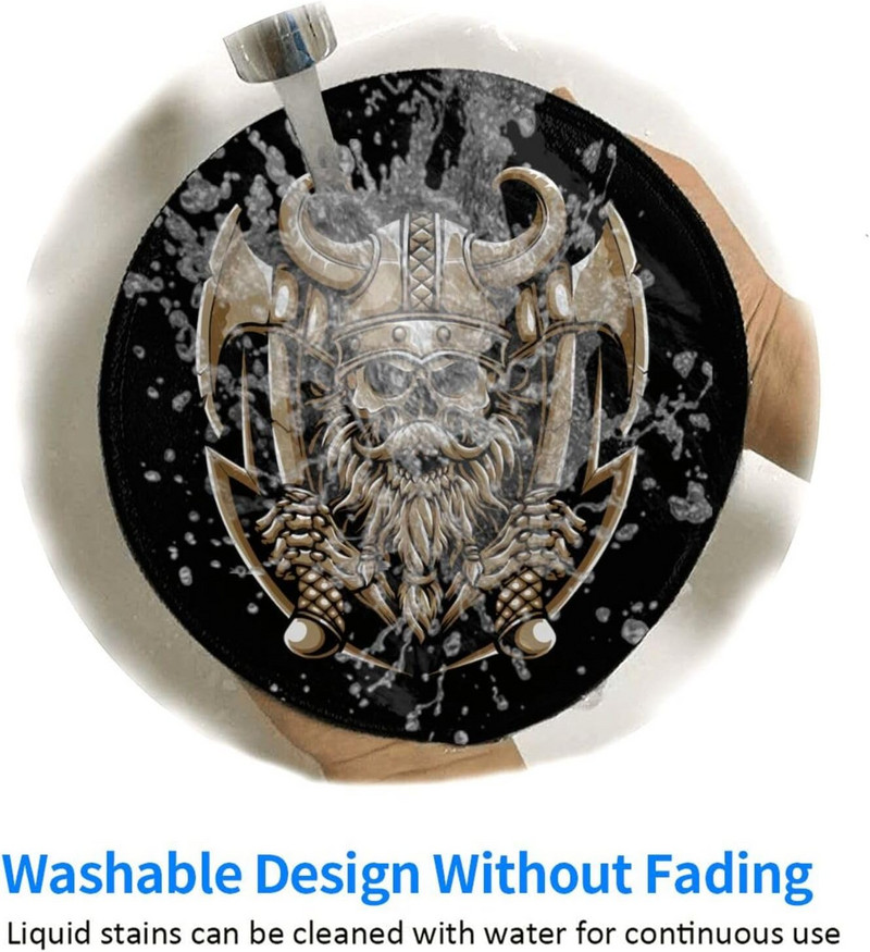 Cool Skull Viking Holding Axe egérpad Viking Gaming egérpad kis csúszásmentes kerek egérpad vezeték nélküli egér laptop asztalhoz