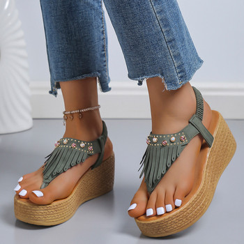 Дамски летни нови модни сандали на танкетка Дамски сандали на платформа Луксозни сандали Дамски дизайнерски плажни ежедневни обувки Голям размер
