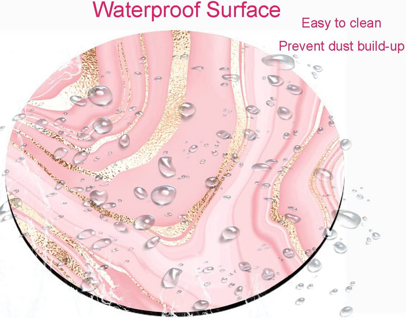 Kerek rózsaszín arany márvány egérpad prémium textúrájú kis egérszőnyeg vízálló, csúszásmentes gumitalppal laptop számítógéphez