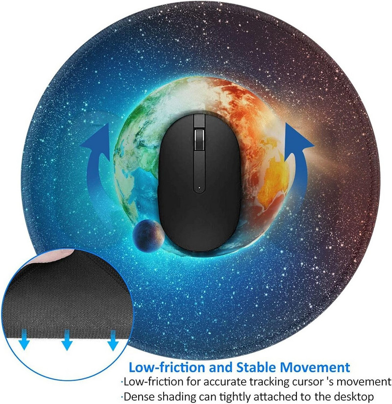 Planet Galaxy Space Round Gaming egérpad vezeték nélküli egér egérpadokhoz csúszásmentes gumi egéralátét irodai laptopokhoz 8"X8" hüvelykes