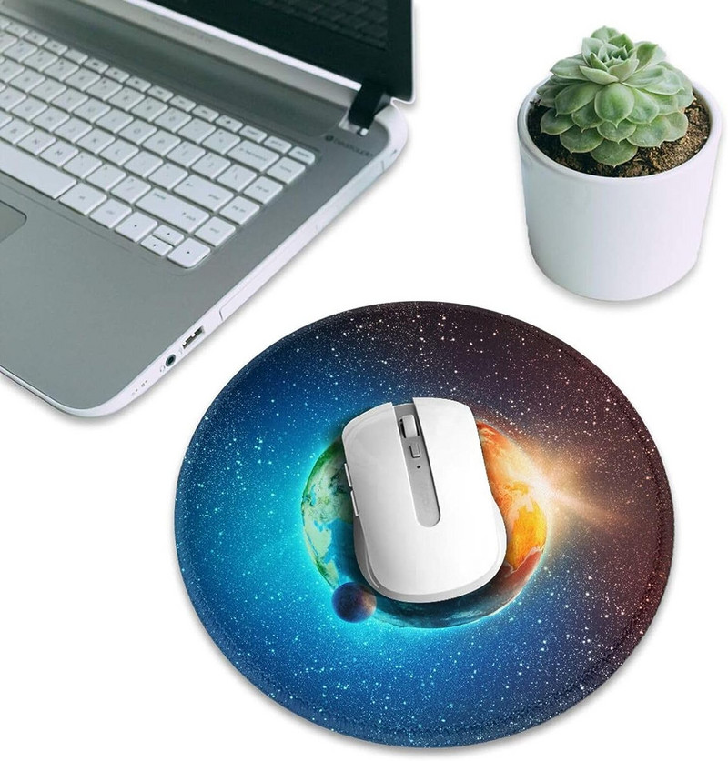 Planet Galaxy Space Round Gaming egérpad vezeték nélküli egér egérpadokhoz csúszásmentes gumi egéralátét irodai laptopokhoz 8"X8" hüvelykes