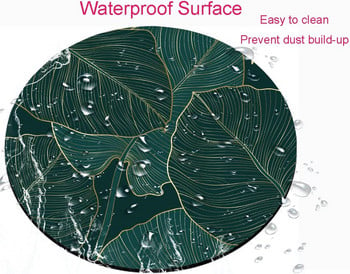 Кръгла подложка за компютърна мишка със зелени тропически листа с дизайн, неплъзгаща се гумена основа, малка подложка за мишка, водоустойчива подложка за офис мишка