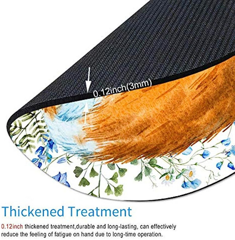 Fox egérpad Virágos Kék Virágok Egérpad Állat Kerek Egérpad Aranyos egérpad 7,87X7,87 hüvelykes csúszásmentes gumi egér laptophoz