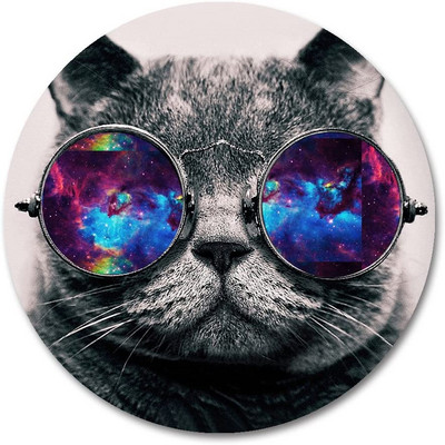 Galaxy Cat kerek egérpad Galaxy Hipster Cat Wear színes napszemüveg egérpad kerek, csúszásmentes gumi egérpad játékhoz