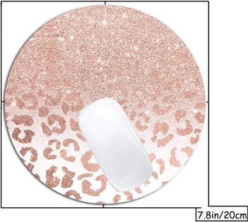 Подложка за мишка с омбре блясък от розово злато, кръгла нехлъзгаща се гумена подложка за мишка, лаптоп, офис компютър, декор, сладки аксесоари за бюро, подложка за мишка