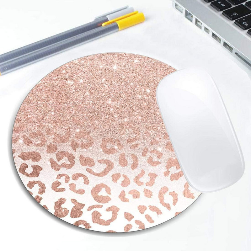 Rose Gold Glitter Ombre egérpad kerek, csúszásmentes gumi egérpad Laptop Irodai számítógép dekoráció Aranyos asztali kiegészítők egérpad