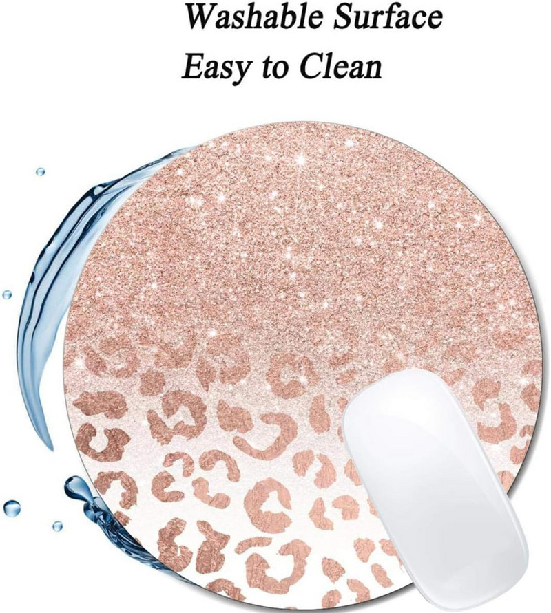 Rose Gold Glitter Ombre egérpad kerek, csúszásmentes gumi egérpad Laptop Irodai számítógép dekoráció Aranyos asztali kiegészítők egérpad
