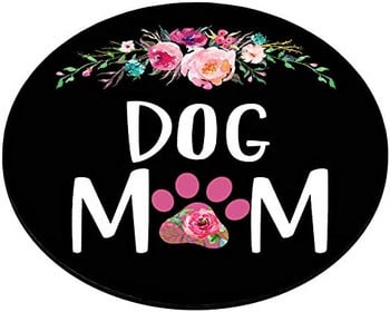 Кръгла игрална подложка за мишка Dog Mom Floral Design Размер 7,9 x 7,9 x 0,12 инча