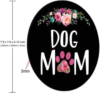 Кръгла игрална подложка за мишка Dog Mom Floral Design Размер 7,9 x 7,9 x 0,12 инча