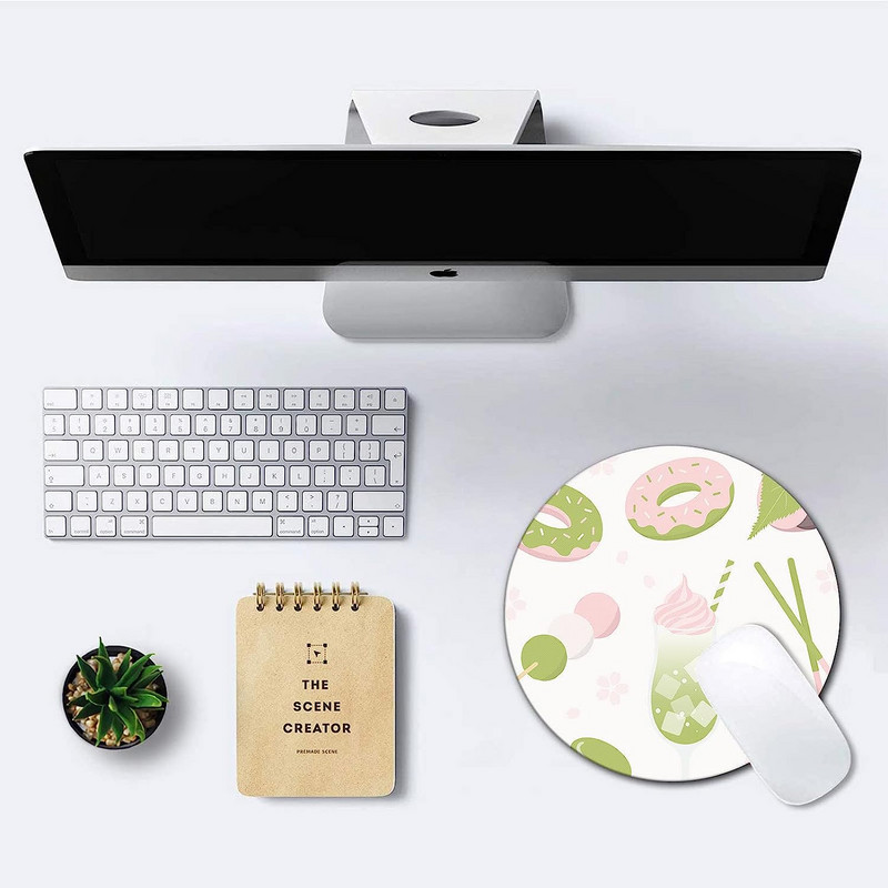 Kerek egérpad, zöld rajzfilm desszert egéralátét, kis csúszásmentes gumi alappal, kerek egérpad munkához és játékhoz