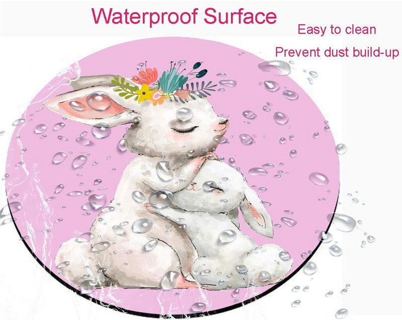Lovely Rabbit Round Mouse Pad Gaming Mouse Pad Vízálló, Kör alakú egérpad csúszásmentes gumitalpú egérpadok 7,9x0,12 hüvelykes