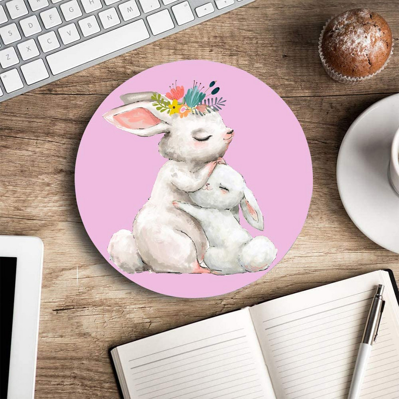 Lovely Rabbit Round Mouse Pad Gaming Mouse Pad Vízálló, Kör alakú egérpad csúszásmentes gumitalpú egérpadok 7,9x0,12 hüvelykes