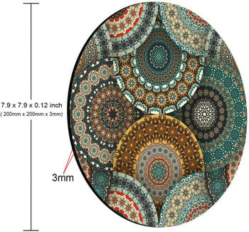 Кръгла подложка за мишка по поръчка, цветен ретро модел с флорални и мандала елементи Кръгли подложки за мишка за компютри