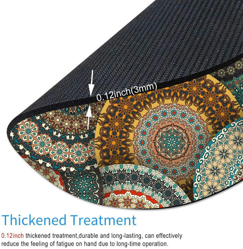 Kerek egérpad egyedi, színes vintage mintával virágos és mandala elemekkel, kör alakú egérpad számítógépekhez