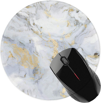 Mousepad αντιολισθητική ελαστική βάση ποντικιού με ραμμένη άκρη, αντιολισθητική ελαστική στρογγυλά mousepad για εργασία (Marble Golden Grey)