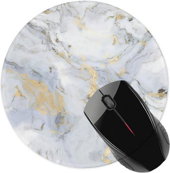 Mousepad αντιολισθητική ελαστική βάση ποντικιού με ραμμένη άκρη, αντιολισθητική ελαστική στρογγυλά mousepad για εργασία (Marble Golden Grey)