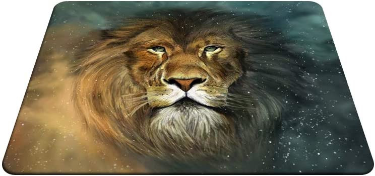 Oroszlán egérpad Az erdő királya - Oroszlánfejű egérpad egéralátét számítógépes asztali laptophoz, irodai 9,5 x 7,9 hüvelykes, csúszásmentes gumi