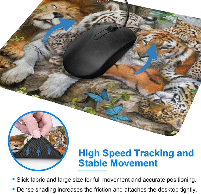 Wildlife Mouse Pad Gaming Nagy egérpad csúszásmentes gumitalppal, varrott éllel számítógépekhez Laptop asztal 10x12 hüvelykes