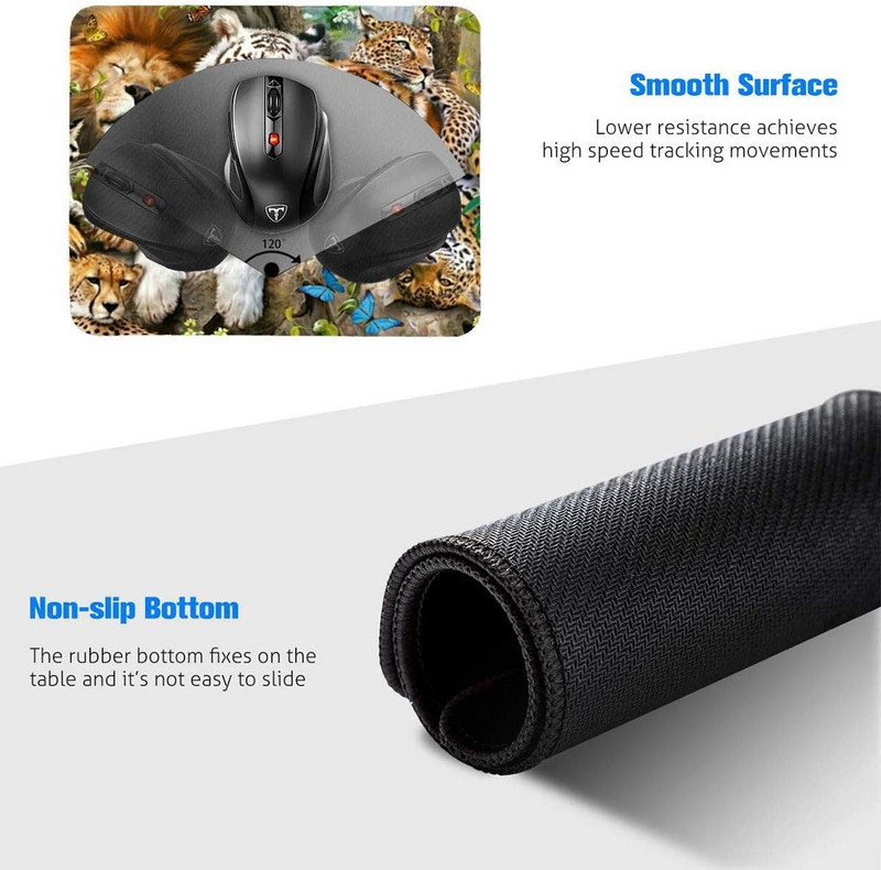 Wildlife Mouse Pad Gaming Nagy egérpad csúszásmentes gumitalppal, varrott éllel számítógépekhez Laptop asztal 10x12 hüvelykes
