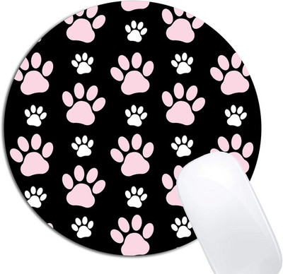 Puppy Paws Kutyanyomok Állatmancsok Rózsaszín egérpad Kerek Csúszásmentes Gumi Egérpad Laptop Számítógép Dekor Aranyos Asztali Design Egérpad