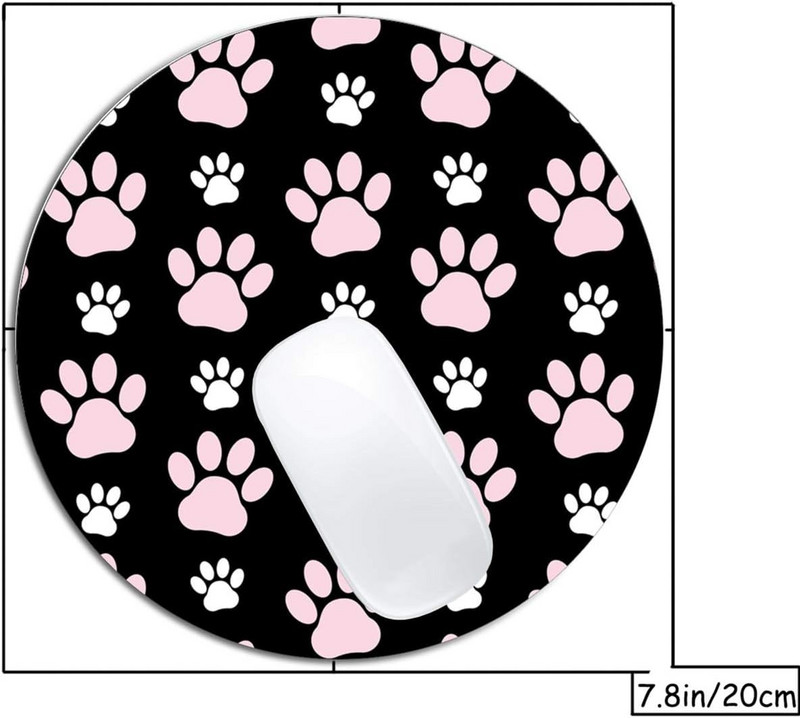 Puppy Paws Kutyanyomok Állatmancsok Rózsaszín egérpad Kerek Csúszásmentes Gumi Egérpad Laptop Számítógép Dekor Aranyos Asztali Design Egérpad