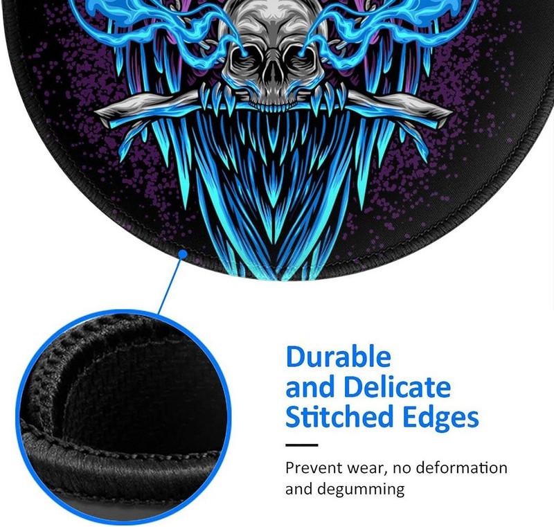 Boszorkánykoponya kerek egérpad Boszorkány pogány csúszásmentes gumi egérszőnyeg számítógépes asztali játékhoz laptop irodai munkához otthoni ajándékok