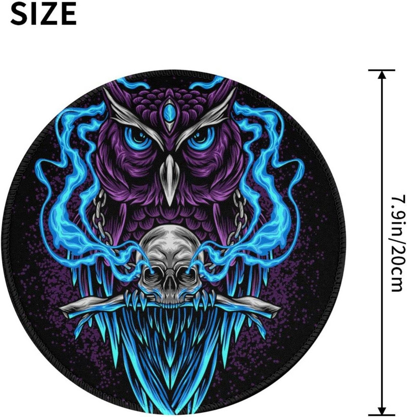 Boszorkánykoponya kerek egérpad Boszorkány pogány csúszásmentes gumi egérszőnyeg számítógépes asztali játékhoz laptop irodai munkához otthoni ajándékok