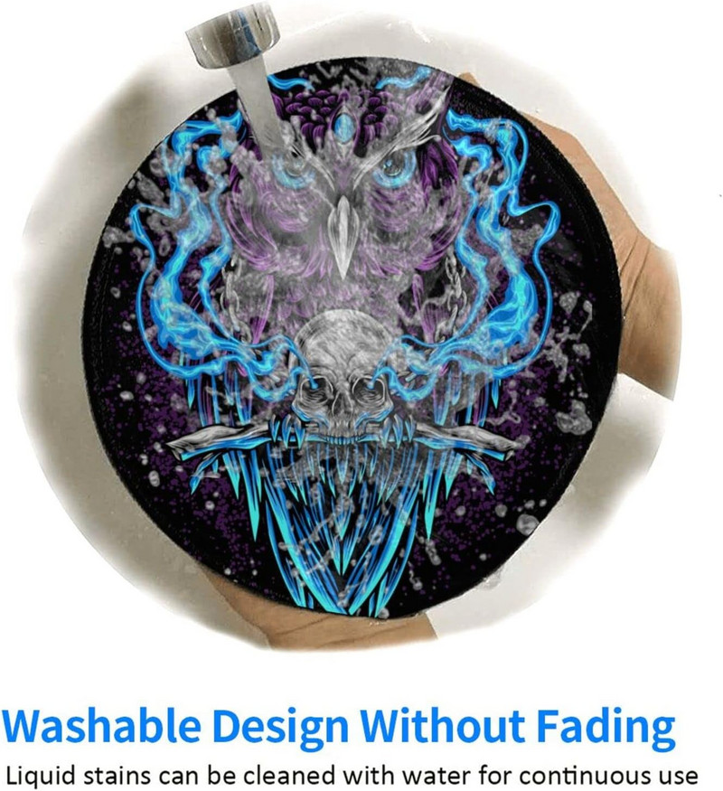 Boszorkánykoponya kerek egérpad Boszorkány pogány csúszásmentes gumi egérszőnyeg számítógépes asztali játékhoz laptop irodai munkához otthoni ajándékok