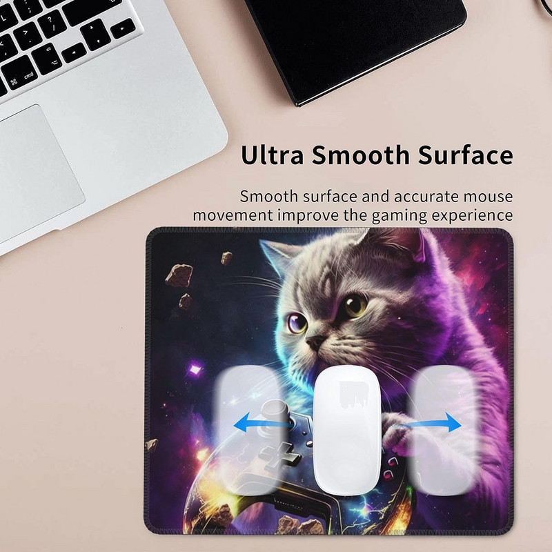 Egérpad csúszásmentes gumi macska Play Games Galaxy Vicces négyszögletes egérpadok játékhoz Irodai számítógép laptop 10 x 12 hüvelykes