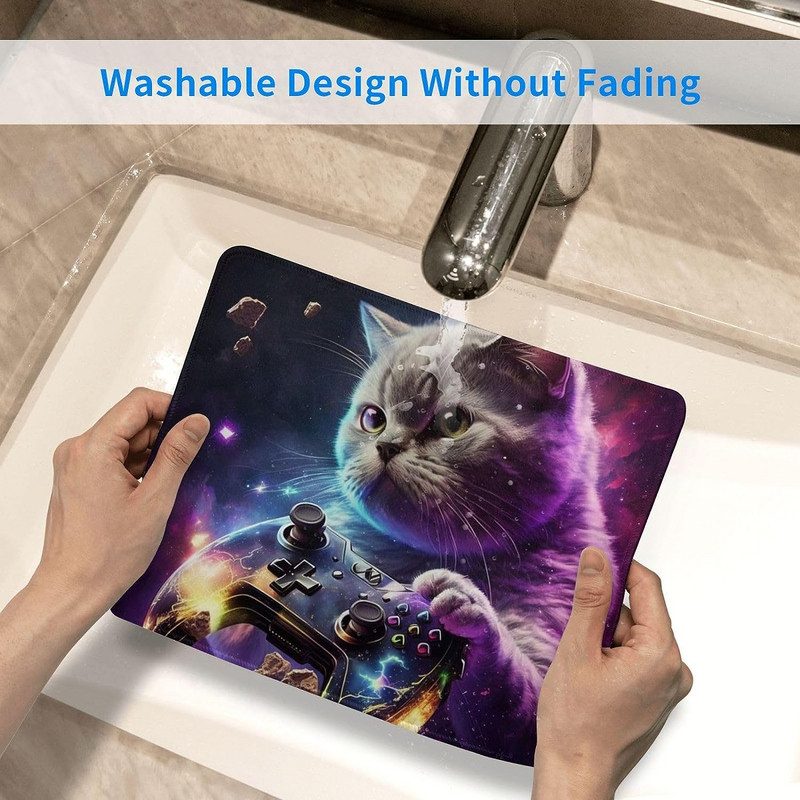 Egérpad csúszásmentes gumi macska Play Games Galaxy Vicces négyszögletes egérpadok játékhoz Irodai számítógép laptop 10 x 12 hüvelykes