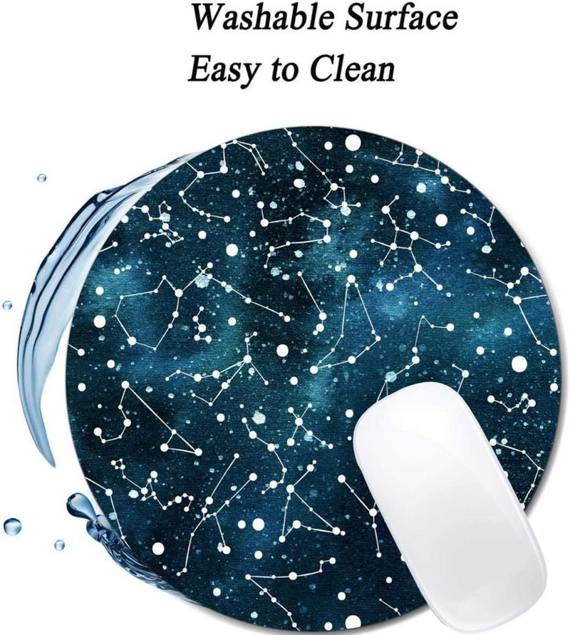 Hűvös kék Galaxy éjszakai égbolt mintás egérpad kerek, csúszásmentes gumi egérpad Számítógép dekor Aranyos íróasztal egyedi tervezésű egérpad