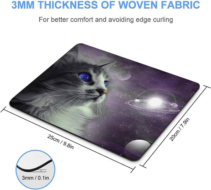 Cat Space Outer Galaxy egérpad asztali szőnyeg csúszásmentes gumi játékpad számítógépekhez Laptop Office Home 7,9" × 9,7" hüvelyk