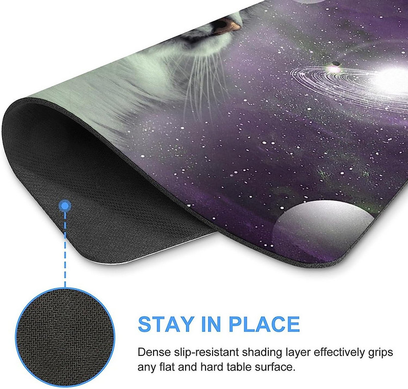 Cat Space Outer Galaxy egérpad asztali szőnyeg csúszásmentes gumi játékpad számítógépekhez Laptop Office Home 7,9" × 9,7" hüvelyk