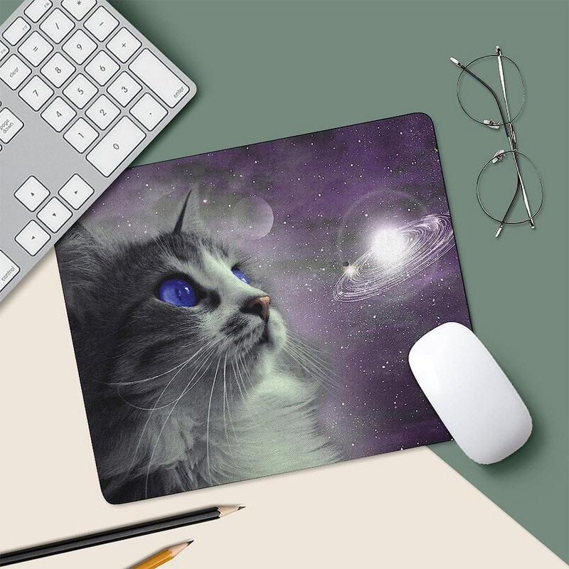 Cat Space Outer Galaxy egérpad asztali szőnyeg csúszásmentes gumi játékpad számítógépekhez Laptop Office Home 7,9" × 9,7" hüvelyk