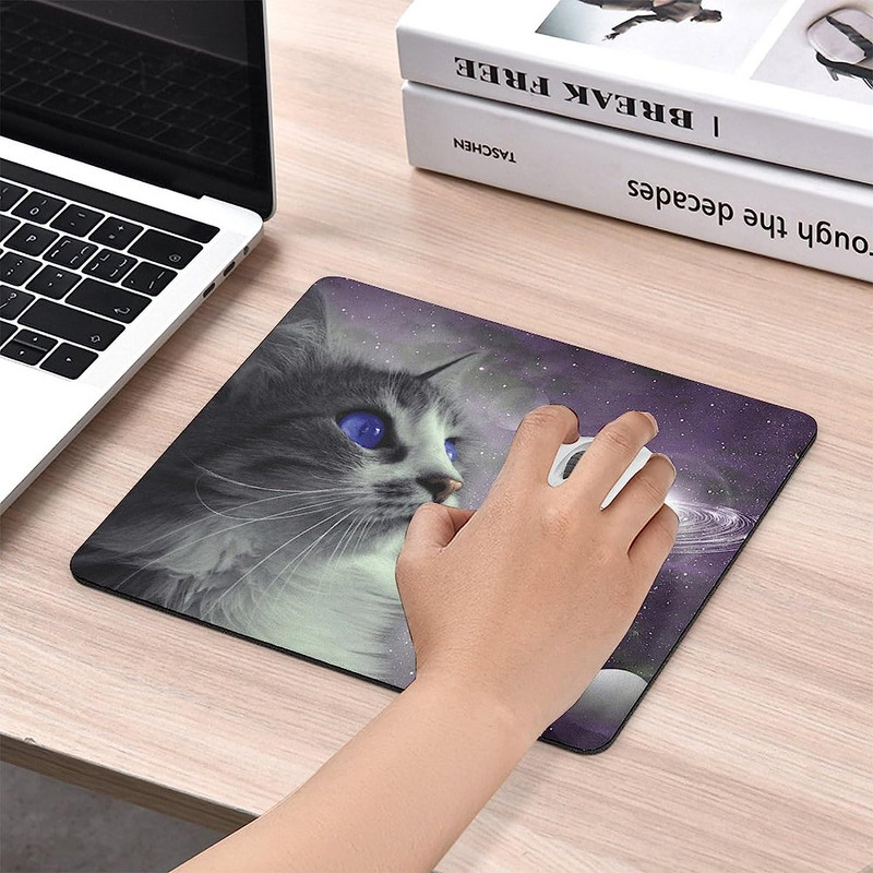 Cat Space Outer Galaxy egérpad asztali szőnyeg csúszásmentes gumi játékpad számítógépekhez Laptop Office Home 7,9" × 9,7" hüvelyk