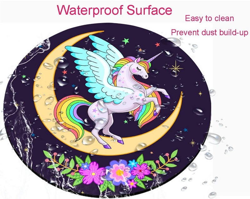 Aranyos Ló kerek egérpad játékhoz egéralátét Vízálló, kör alakú egérpad csúszásmentes gumialap 7,9x0,12 hüvelykes