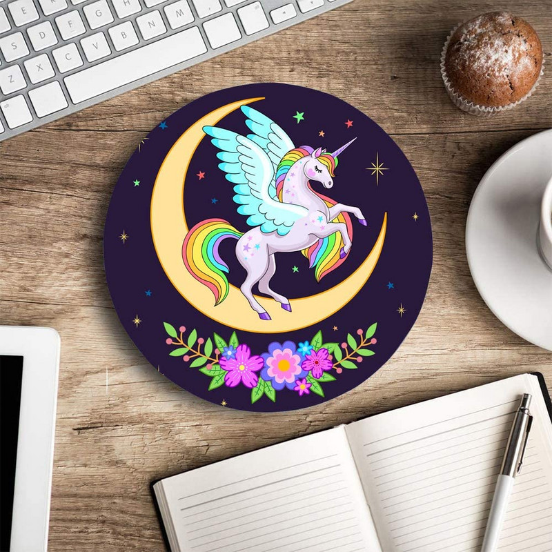 Aranyos Ló kerek egérpad játékhoz egéralátét Vízálló, kör alakú egérpad csúszásmentes gumialap 7,9x0,12 hüvelykes