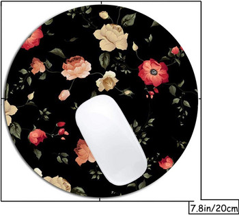 Изкуство Красиви цветя Подложка за мишка Кръгла неплъзгаща се гумена подложка за мишка Лаптоп Офис Компютър Декор Сладък дизайн на бюро Подложка за мишка