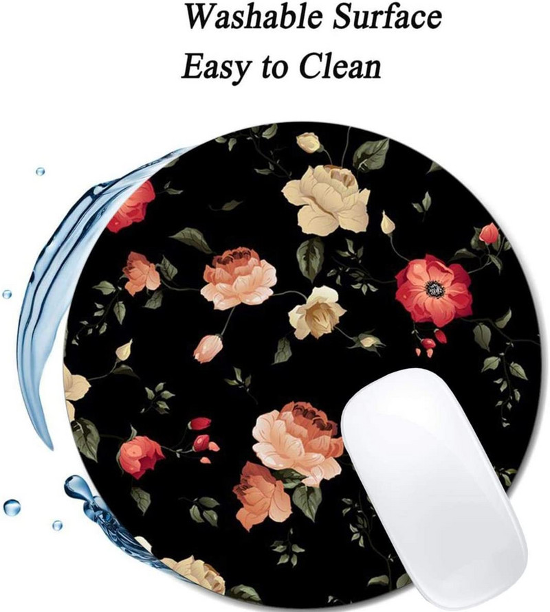 Art Gyönyörű virágok Egérpad kerek, csúszásmentes gumi egérpad Laptop Irodai számítógép dekoráció Aranyos íróasztal Design egérpad