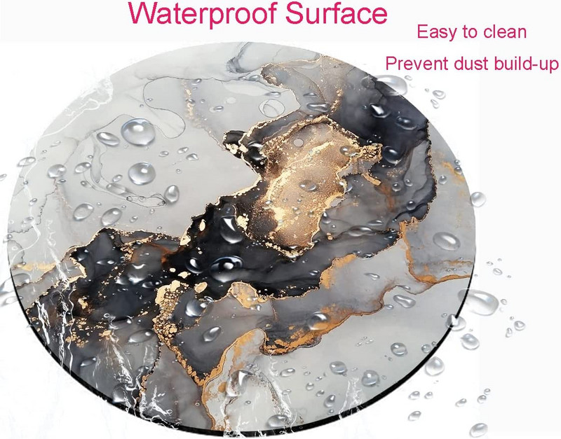 Fekete-fehér arany márvány kerek egéralátét vízálló, kör alakú kis egérpad csúszásmentes, irodai gumi egérpadokkal