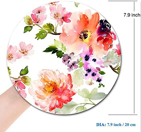 Kerek akvarell bazsarózsa virágok virágos egérpad prémium textúrájú kis egéralátét csúszásmentes gumitalppal laptop számítógéphez