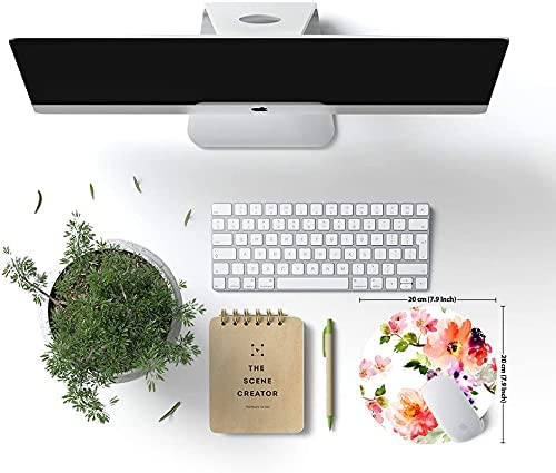 Kerek akvarell bazsarózsa virágok virágos egérpad prémium textúrájú kis egéralátét csúszásmentes gumitalppal laptop számítógéphez