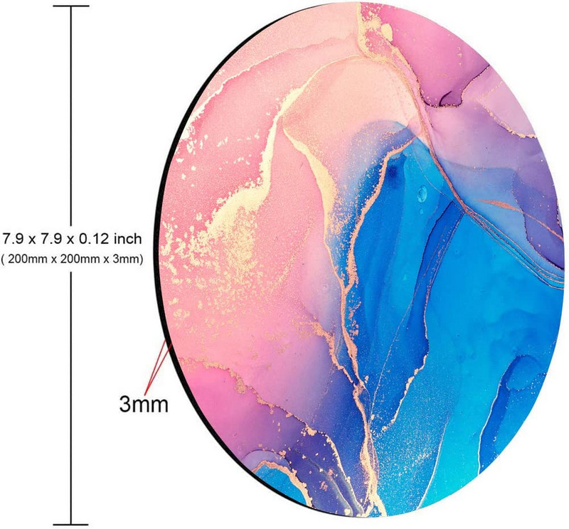 Színes márvány 3 kerek egérpad Aranyos játékra készült egéralátét, vízálló, csúszásmentes, gumi bázisú egérpad 7,9x0,12 hüvelykes