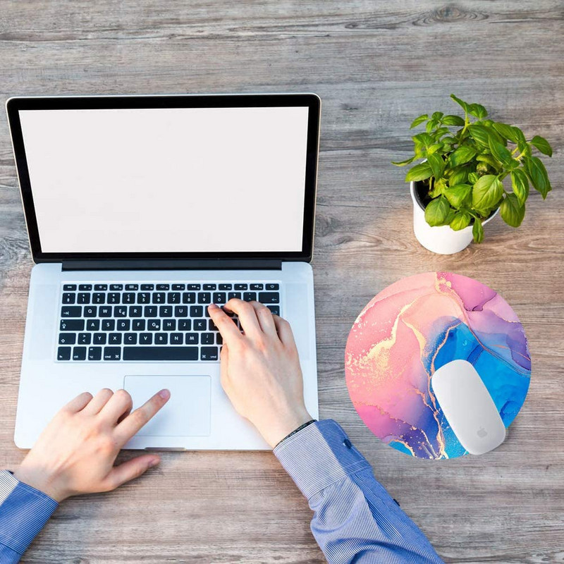 Színes márvány 3 kerek egérpad Aranyos játékra készült egéralátét, vízálló, csúszásmentes, gumi bázisú egérpad 7,9x0,12 hüvelykes