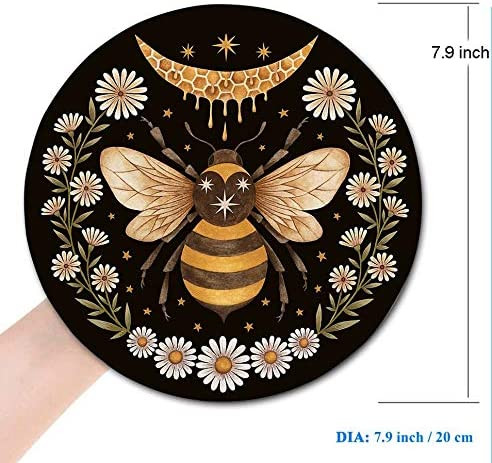 Bee kerek egéralátét Gyönyörű virágos játék egéralátét vízálló kör alakú egérpad csúszásmentes gumitalp irodai otthoni laptophoz