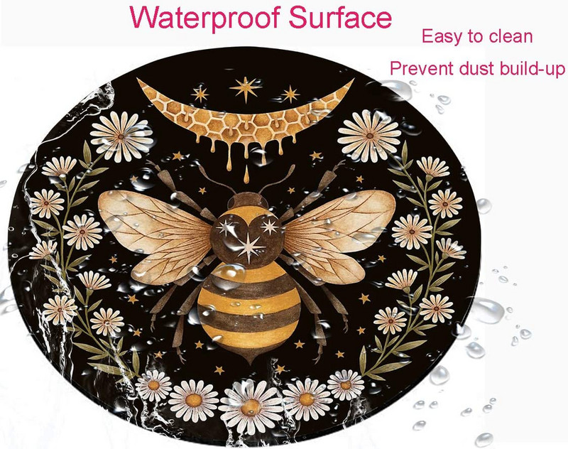 Bee kerek egéralátét Gyönyörű virágos játék egéralátét vízálló kör alakú egérpad csúszásmentes gumitalp irodai otthoni laptophoz