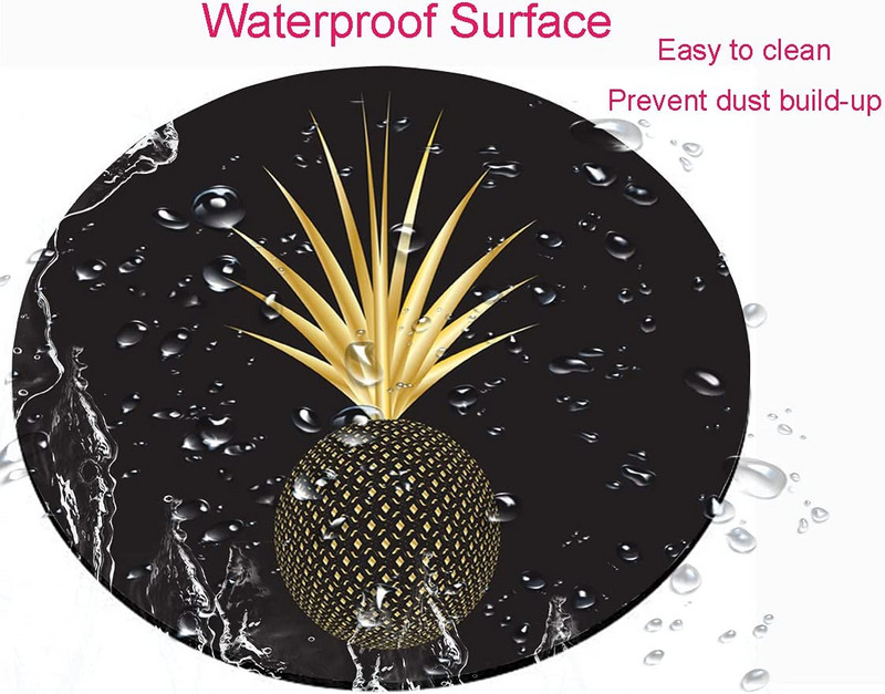 Arany Ananász fekete, kerek egérpad Aranyos játékra készült egéralátét, vízálló, csúszásmentes, gumi bázisú egérpadok 7,9x0,12 hüvelykes