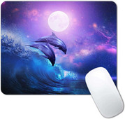 Night Ocean Beautiful Dolphins egérpad Egérpad csúszásmentes gumi egérpadok varrott élek 9,5x7,9 hüvelykes laptop irodához