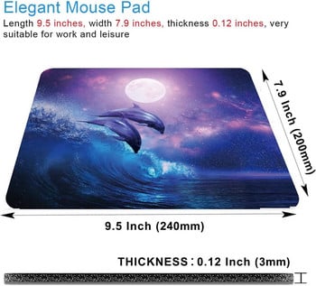 Night Ocean Beautiful Dolphins Mouse Pad Подложка за мишка Неплъзгащи се гумени подложки за мишки Зашити ръбове 9,5x7,9 инча за лаптоп Офис